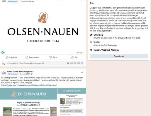 Olsen Nauen Klokkestøperi, klokkespill, kirkeklokker, skipsklokker, 1844, gårdsklokker, norsk industri, småklokker, brukerforum, facebook