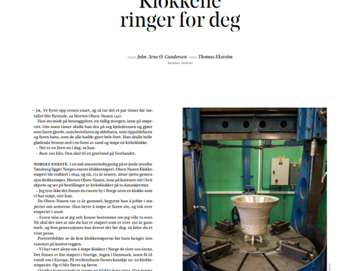 Artikkel Dagens Næringsliv Olsen Nauen Klokkestøperi